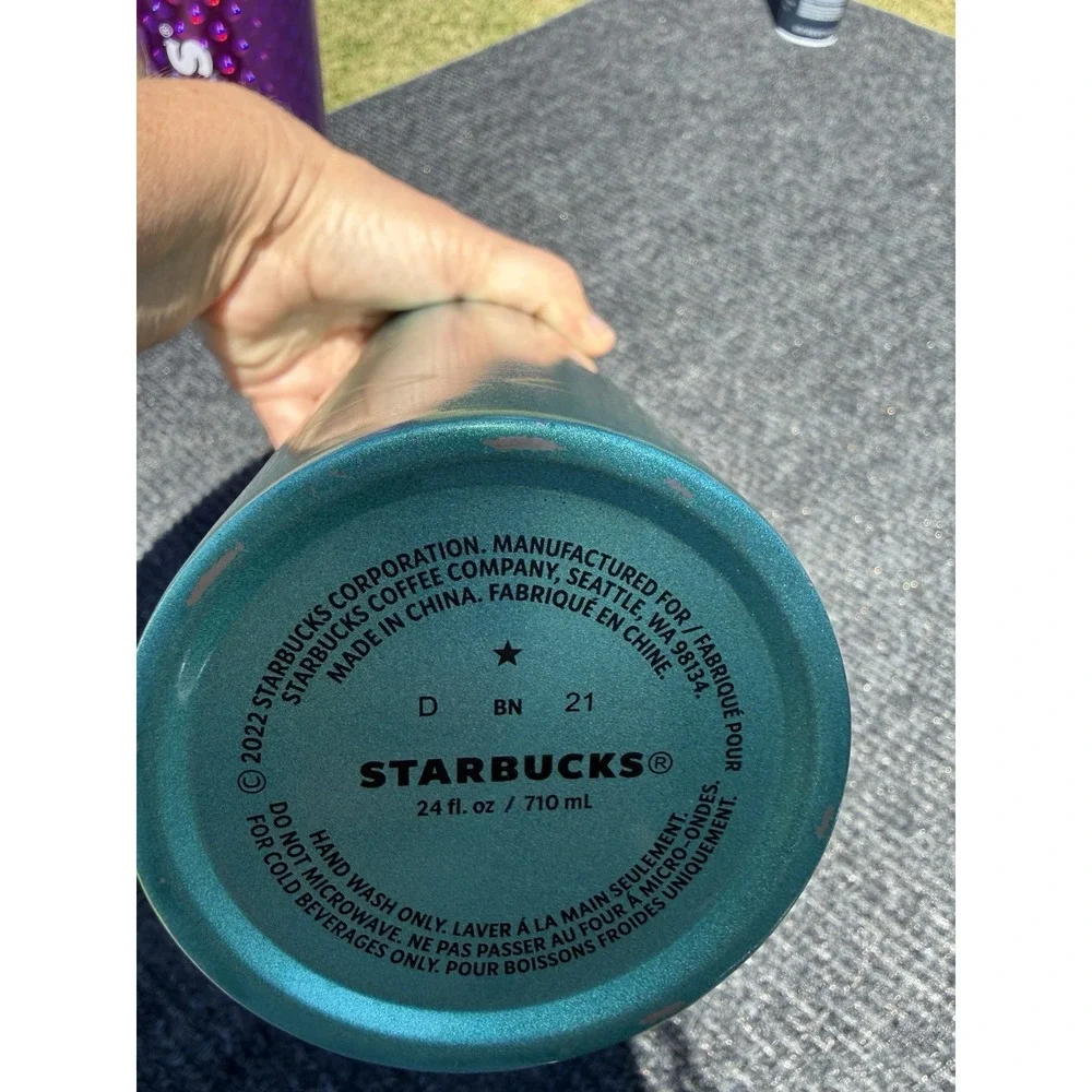 STARBUCKS 2022 SPRING TEAL FLORAL STAINLESS‎ STEEL COLD CUP TUMBLER 24 OZ. NEW